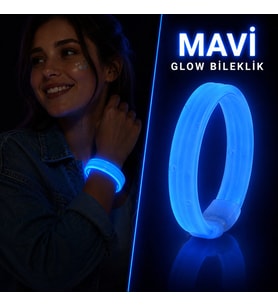 Mavi Kalın Glow Bileklik – Kırılarak Yanan Parti ve Festival Bilekliği