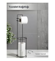 Siyah Standlı Yedek Hazneli Tuvalet Kağıtlığı