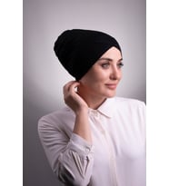 Siyah Pratik Hazır Geçmeli İç Bone Viskon Kumaş Çapraz Tek Bantlı 3004_01