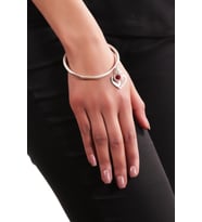 Kadın Antik Gümüş Kaplama KırmızıSwarovski Taşlı Kalp&Anahtar Charm Bilezik