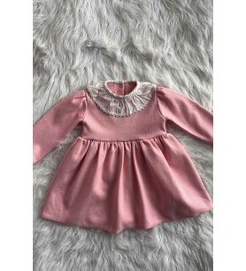 Pembe Triko Kışlık Kız Çocuk Bebek Elbise