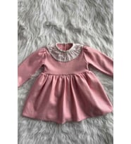 Pembe Triko Kışlık Kız Çocuk Bebek Elbise