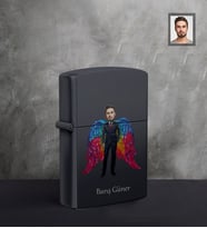 Kişiye Özel Babalar Günü Baba Karikatürlü UV Siyah Benzinli Cakmak Model-2