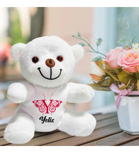 Kişiye Özel İsim ve Harf Baskılı Peluş Beyaz Ayı HK2446