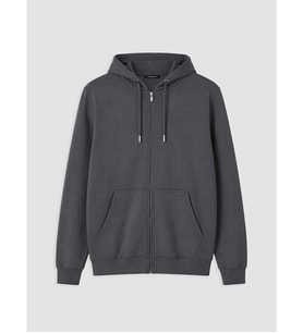 LCWAIKIKI Classic Gri Kapüşonlu Erkek Fermuarlı Sweatshirt