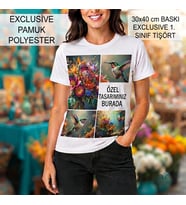 Lüx Exclusive Pamuk Polyester Tişört-30x40 baskıyla