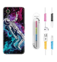 General Mobile GM 21 Pro GM 22 Pro Plus Kılıf Kablo Koruma Spiral Silikon Astronot Signs 1753