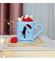 Kalbimin Sahibi Tasarımlı Kişiye Özel Mavi Türk Kahvesi Fincanı