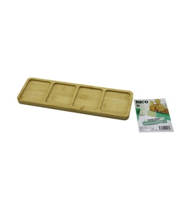 DİKDÖRTGEN 4 BÖLMELİ AHŞAP BAMBU SERVİS SUNUM TEPSİ - TAHTASI MİNİ TEPSİ 33 X 10 X 1.4CM