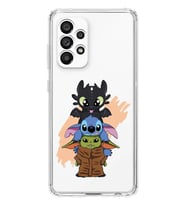 Samsung Galaxy A72 Uyumlu Sevimli Baby Yoda ve Stitch Desenli Şeffaf Telefon Kılıfı
