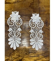 2 ADET NAKIŞ İŞLEME GÜPÜR APLİKE DİKİŞ AKSESUARI 25X10 CM (Beyaz)
