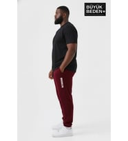 Erkek Büyük Beden BROOKLYN Baskılı Paça Lastikli  Jogger İnce Eşofman Altı  SPR26BEA951-2 (Burgundy)