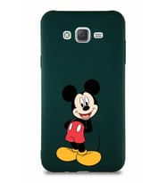 Samsung Galaxy J7 Soft Premier Kapak Mickey Mouse-B Tasarımlı Silikon Kılıf - Yeşil (Şeffaf)