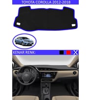 Toyota Coralla 2012-2018 Için Uygun Torpido Koruma Halısı Siyah Kenar Renk Mavi