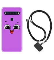 TCL 10L 10 Plus 10SE 20E 20SE 30 L7 Kılıf Boyun Askılı Silikon Purple Sweety 1717