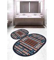Dijital Baskılı Kaymaz Taban Yıkanabilir Oval 2'li Klozet Takımı Banyo Paspası NOKZ-SD-1115 (Çok Renkli)
