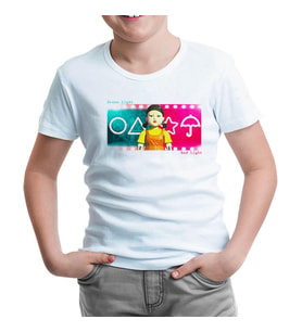Squid Game - Red Light Green Light Beyaz Çocuk Tshirt