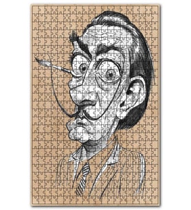 Cakapuzzle Salvador Dali Karakalem Karikatürize Portre Puzzle Yapboz MDF (Ahşap) (120 Parça)
