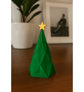 Dekoratif Geometrik Yılbaşı Ağacı (3D Tasarım) (Orman Yeşili)