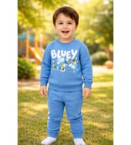 Erkek Çocuk Bluey Yazılı Köpek Baskılı Şardonlu Takım - YEŞİL / 2 YAŞ
