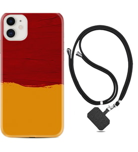 Apple iPhone 11 12 13 Mini Kılıf Boyun Askılı Silikon Sarı Kırmızı Boya 1708