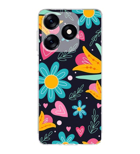 PrintiFy Tecno Spark 10C ile Uyumlu Retro Color 1  Kamera Korumalı Şeffaf  Kılıf