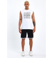 Erkek Bisiklet Yaka Regular Fit New York Baskılı Tişort SPR22TS123 (Beyaz)