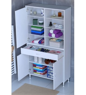 Eliusta Funci Beyaz Renk G:100 cm Banyo Dolabı 3 Kapaklı 7 Raflı Dolap 100x173x32,5 cm Boyutlarında Dolap