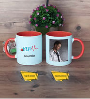 Hekim Kupa Bardak Turuncu Fotoğraflı Tıp Bayramı Hediyesi Doktora Hediye