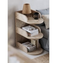 Komodin Modern Ahşap 3 Katlı Raflı Yan Sehpa Çok Amaçlı Organizer Kitaplık 180 Atlantik Çam