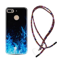 General Mobile GM8 Go GM9 GM20 Pro Plus Kılıf Boyun Asklı Rasta Silikon Blue Fire 1678