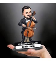 Viyolacı Müzisyen Erkeğe Hediye Kişiye Özel Karikatürlü Biblo