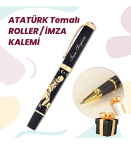 Atatürk Temalı Kişiye Özel Altın Detaylı Roller / İmza Kalemi – Hediyelik