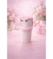 700 Ml Taşıma Kulplu Çelik Termos Mug Vakumlu Isı Yalıtımlı Sızdırmaz Şık Bardak (Pudra Pembe)