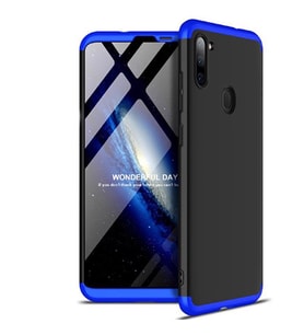 Galaxy A11 Kılıf Zore Ays Full Koruma Kılıf (Siyah-Mavi)
