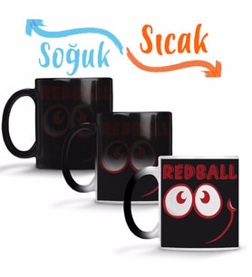 Red Ball 4 Smile Long Sleeve Sihirli Kupa Bardak Porselen