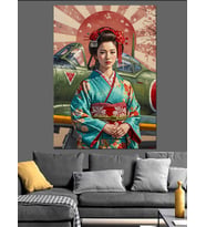 Kimono Giyen Japon Kadın Dekoratif Kanvas - Mdf Ahşap Tablo