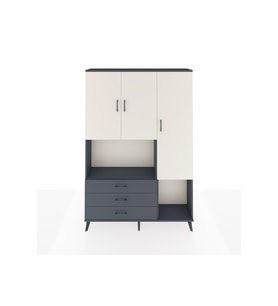 Arges Dolap 6 Raflı 3 Çekmeceli 3 Kapaklı 132x30x195 Antrasit-Aytaşı/Antrasit