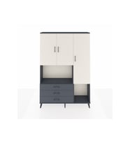 Arges Dolap 6 Raflı 3 Çekmeceli 3 Kapaklı 132x30x195 Antrasit-Aytaşı/Antrasit