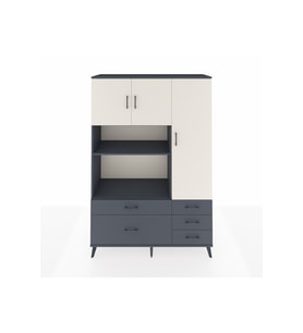 Hyperion Dolap 7 Raflı 5 Çekmeceli 3 Kapaklı 132x44x195 Antrasit-Aytaşı/Antrasit