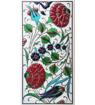 Armada Çini 10x20 Cm ED 221 İki Karanfil Kütahya El dekoru Çini Karo