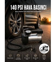 Ağır Hizmet Tipi Oto Kompresör 140 PSI Manometreli