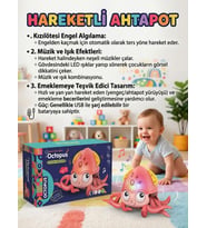 Hareketli Müzikli Işıklı Engelden Kaçan Sensörlü Eğitici Emekleme Arkadaşı Oyuncak Ahtapot TURUNCU