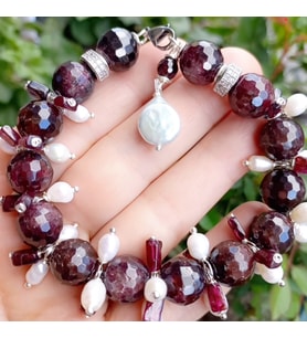 2687 Garnet doğal İnci Zirkon el yapımı bileklik