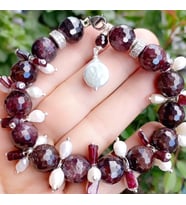 2687 Garnet doğal İnci Zirkon el yapımı bileklik