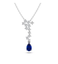 Pırlantalı Safir Işıltı Kolye (Altın-Beyaz)