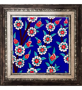 Armada Çini 20x20 Cm Ac 60 Kobalt Papatya Kütahya Çini Desenli Pano