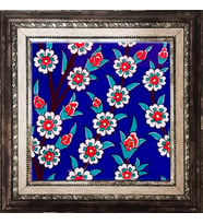 Armada Çini 20x20 Cm Ac 60 Kobalt Papatya Kütahya Çini Desenli Pano