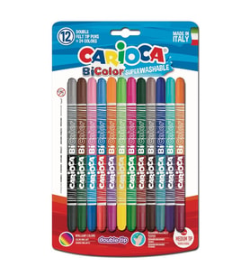 Carioca Çift Renkli Süper Yıkanabilir Keçeli Boya Kalemi 12'Li (24 Renk)