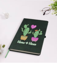 BK Gift Kişiye Özel Kaktüs Tasarımlı Yeşil Termo Deri Defter Model 12